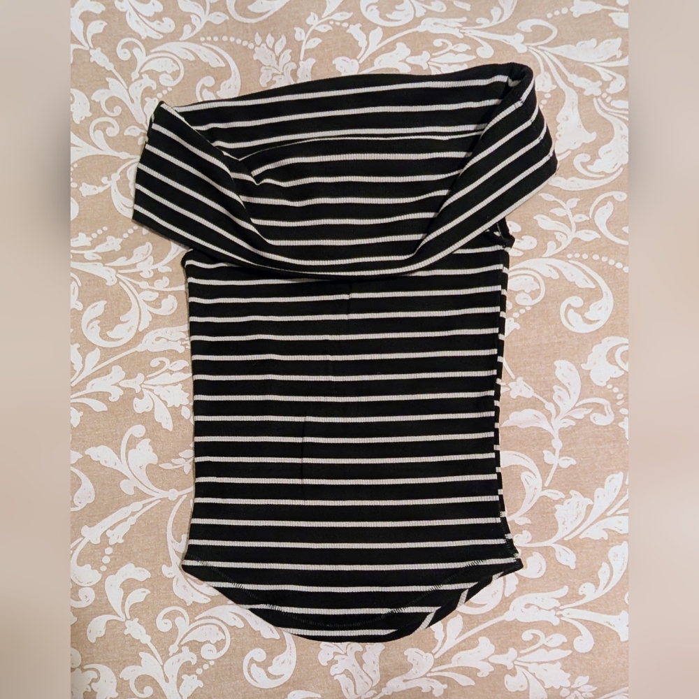 ✨2/$16✨ We The Free By Free People Black and White Striped Off-Shoulder Blouse